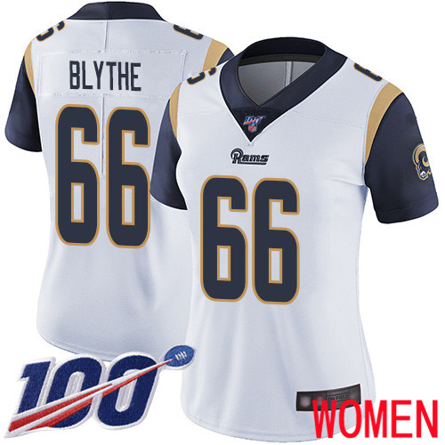 Los Angeles Rams Limited White Women Austin Blythe Road Jersey NFL Football #66 100th Season Vapor Untouchable